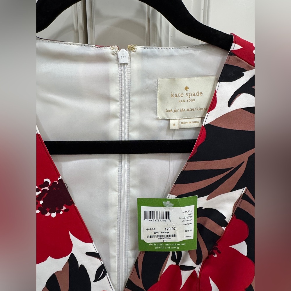 NWT Kate Spade Poppy Field Structure Lingonberry Dress - Picture 5 of 5